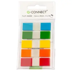 Zakładki indeksujące Q-CONNECT, PP, 12x45mm, 100 kart., zawieszka, mix kolorów-628390