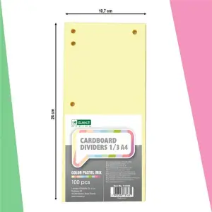 Przekładki D.RECT kartonowe 1/3 A4 - mix pastelowy-726586